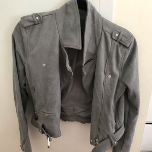 BlankNYC Grey Suede Moto Jacket